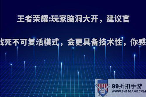 王者荣耀:玩家脑洞大开，建议官方推出战死不可复活模式，会更具备技术性，你感觉如何?