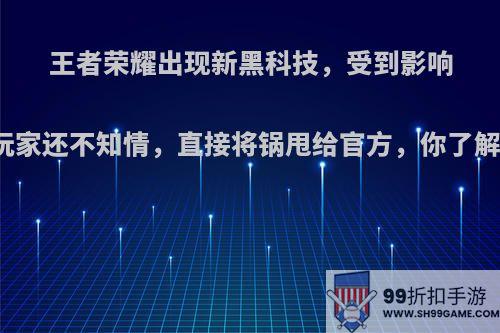 王者荣耀出现新黑科技，受到影响的玩家还不知情，直接将锅甩给官方，你了解吗?