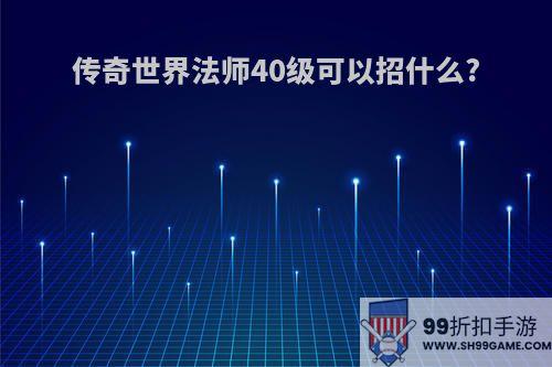 传奇世界法师40级可以招什么?