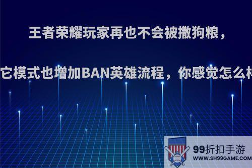 王者荣耀玩家再也不会被撒狗粮，其它模式也增加BAN英雄流程，你感觉怎么样?