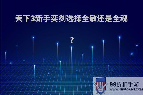 天下3新手奕剑选择全敏还是全魂?