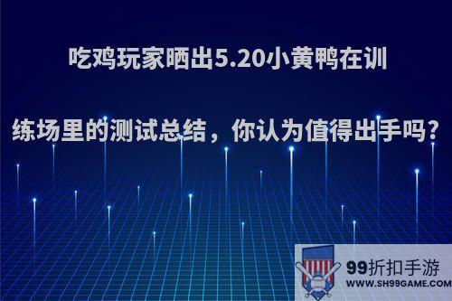 吃鸡玩家晒出5.20小黄鸭在训练场里的测试总结，你认为值得出手吗?