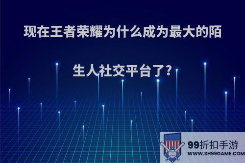 现在王者荣耀为什么成为最大的陌生人社交平台了?