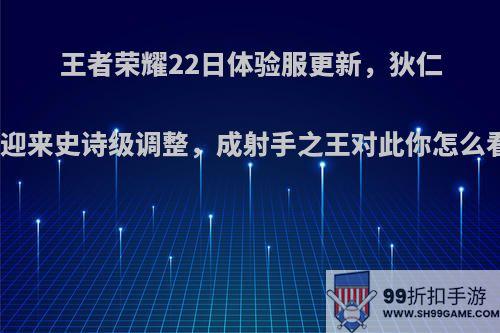 王者荣耀22日体验服更新，狄仁杰迎来史诗级调整，成射手之王对此你怎么看?