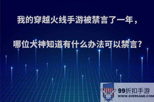 我的穿越火线手游被禁言了一年，哪位大神知道有什么办法可以禁言?