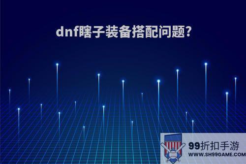 dnf瞎子装备搭配问题?