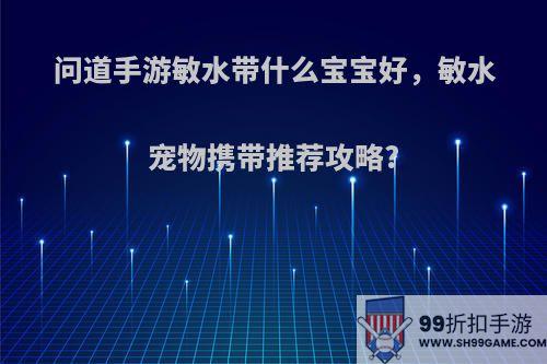 问道手游敏水带什么宝宝好，敏水宠物携带推荐攻略?